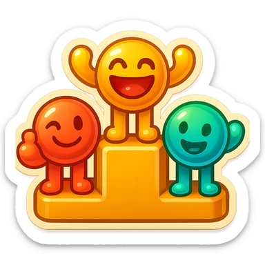 Remove the numbers from the podium. Keep the cheerful emoji style with vibrant colors and playful expressions. sticker