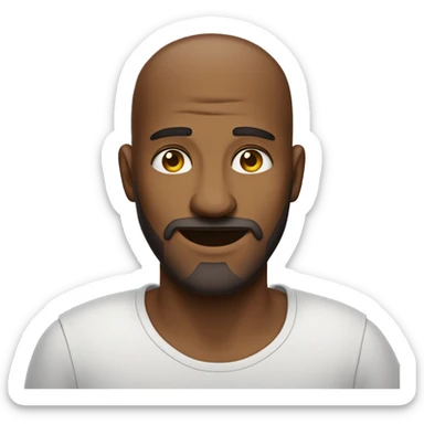 Homem careca sem barba e olhos fleumático sorrindo sticker