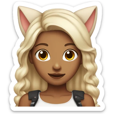 Cute girl with cat ears sticker