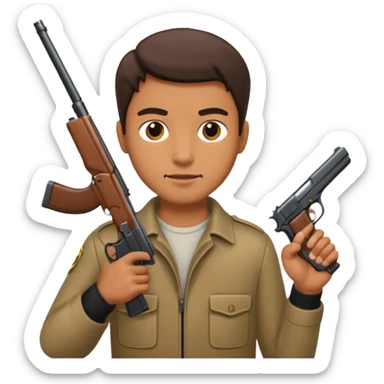 Guy with gun sticker