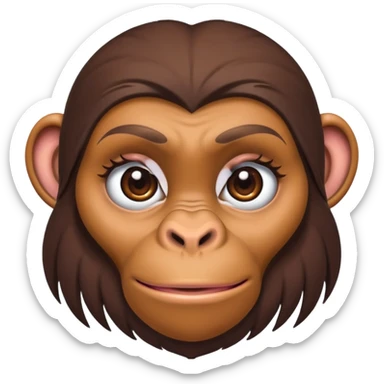 female ape face with eyelashes and feminine features sticker