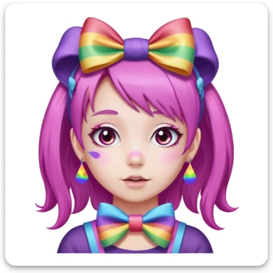 Purple Loli girl with pink hair and a rainbow bow sticker