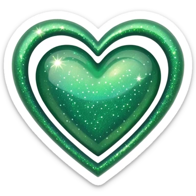 glitter heart with green sparkles sticker