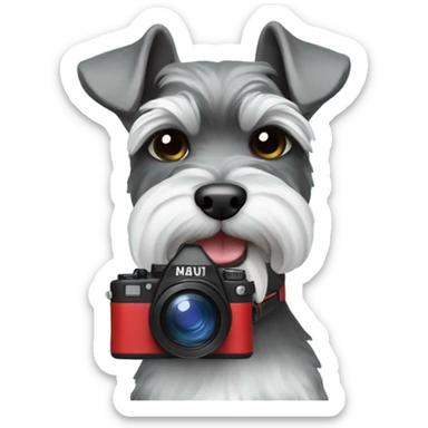 Miniature schnauzer take a camera in hand sticker