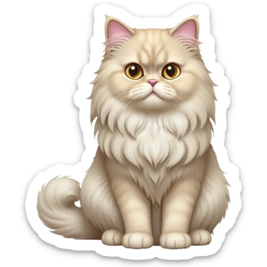 cinematic-[persian cat]-realistic-full-body-sitting-emoji,-tail-curled-playfully-around-its-paws,-head-tilted-dramatically,-fluffy-[persian cat]-fur,-simplified-yet-realistic-focused-features,-highly-detailed,-glowing-with-an-almost-sarcastic-glow sticker