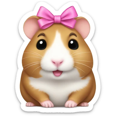 Brown hamster with a pink bow  sticker