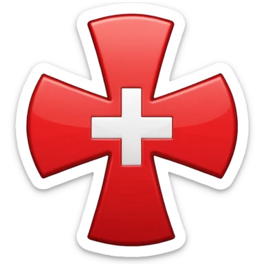 red medical cross symbol on a white background sticker