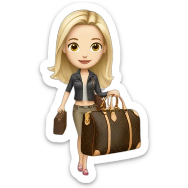 Travel white girl with louis vuitton bag sticker