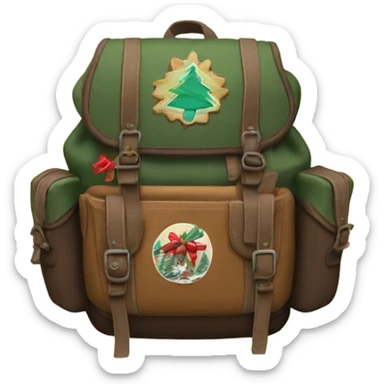 backpack for adventure with vintage christmas patches swen on it sticker