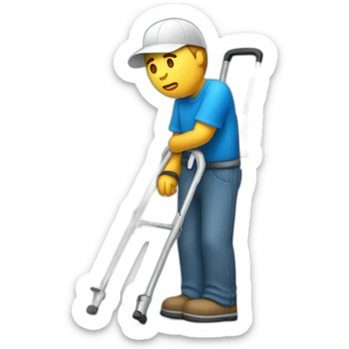 Sad Handicapped Worker on crutches sticker