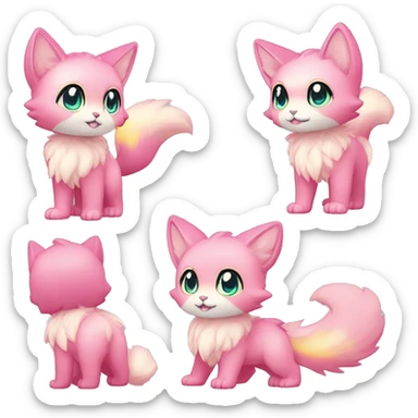  High quality Cute Cool Kawaii edgy Pretty Chibi Fur-Sona Shiny Colorful Sparkly Fakemon Full Body sticker