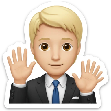 consulting man with hand with white skin and blonde hair helping sticker