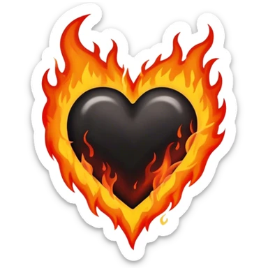 black heart on fire sticker