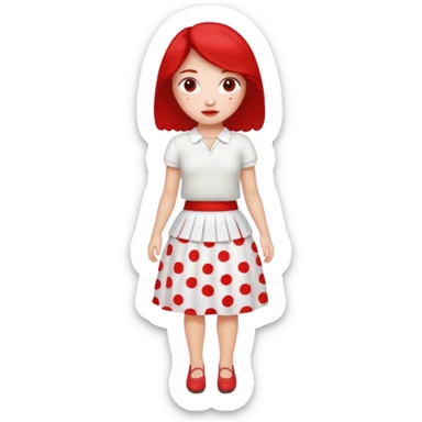a white skirts with many red spots sticker