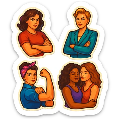 lesbian sticker pack - women who made it for women who love women - bossy dominative style, powerful sticker
