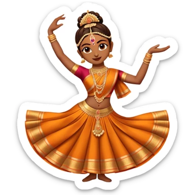 cinematic-realistic-bharatanatyam-dance-emoji,-depicted-as-an-elegant-classical-indian-dance-performance-with-graceful-poses,-intricate-costumes,-and-expressive-hand-gestures,-rendered-with-rich-textures-and-warm-dramatic-lighting, single dancer sticker