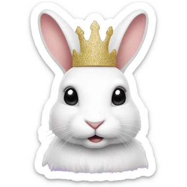 White rabbit with a glitter crown  sticker