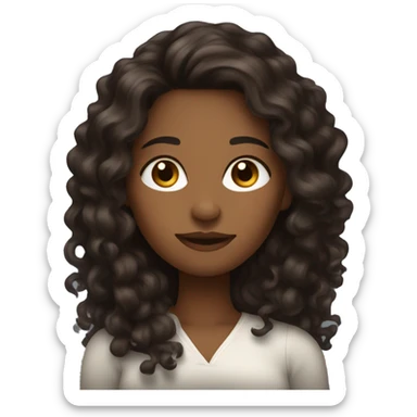 pretty brown woman with long dark brown curly viking hair sticker