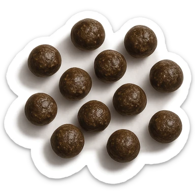 feci di animale a palline viste dall'alto, iperrealistico 4k sticker