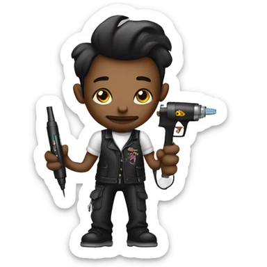 Tattoo artist with tattoo gun sticker