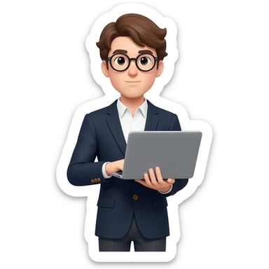 rich nerd with glasses sticker