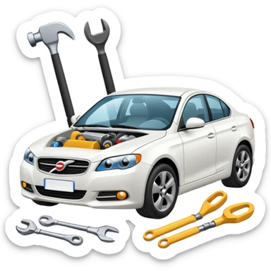 carro blanco en reparacion sticker