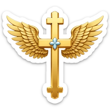 Symbol of cross with  wings on left and right  sticker