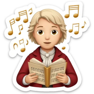 A christmas carol singer with music notes around sticker