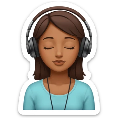 Woman listening to music with closed eyes sticker