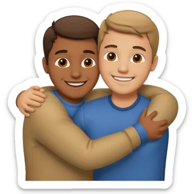 two guys hugging sticker