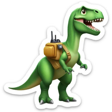 Dinosaur with a walkie sticker