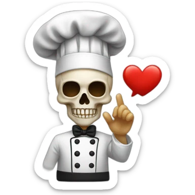 skull chef blowing a kiss heart sticker