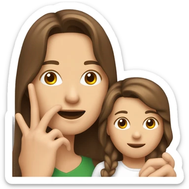 Frau braune haare mittelscheitel mit kleiner Tochter an der hand  sticker