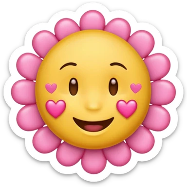 
A drooling, love-struck yellow one face emoji with floating pink hearts sticker