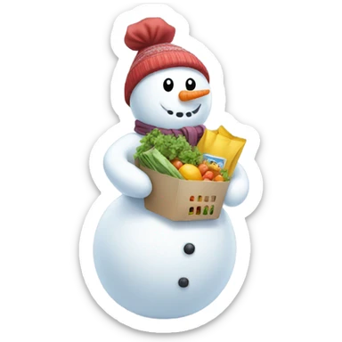 Snowman with groceries  sticker