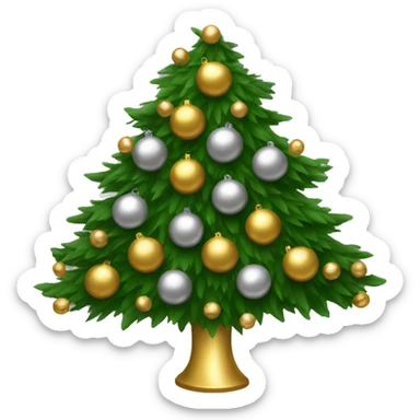 Christmas tree decorated with gold and silver balls sticker