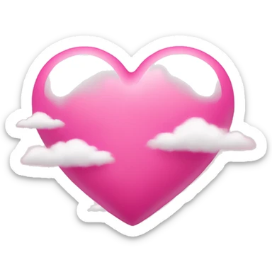 Pink heart with clouds sticker