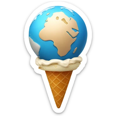 globe on icecream cone sticker