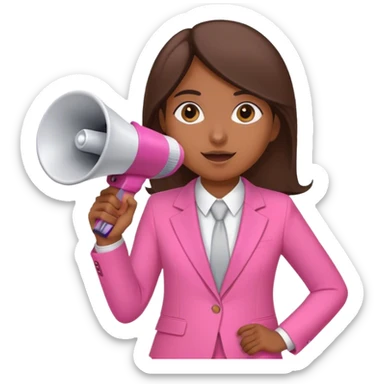 Brune girl pink suit mégaphone  sticker