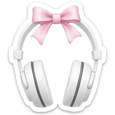 White headphones with baby pink bows sticker