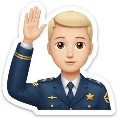 right arm on forehead saluting sticker