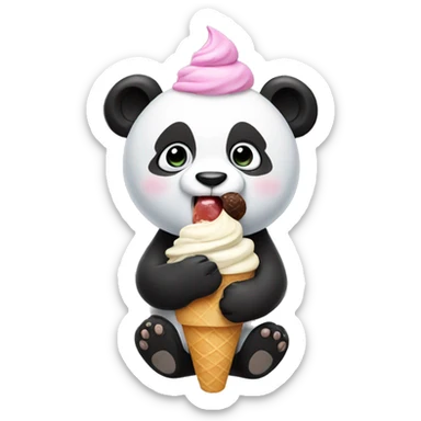 Panda eating ice cream sticker
