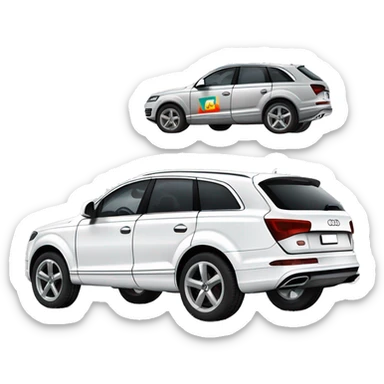 Audi q7 4l white wearing Uzbek chapan and doppi  sticker