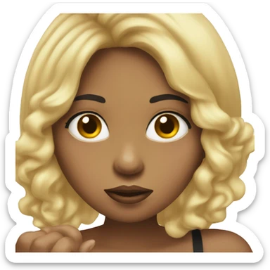 lightskin black girl with blonde hair blowing a kiss  sticker