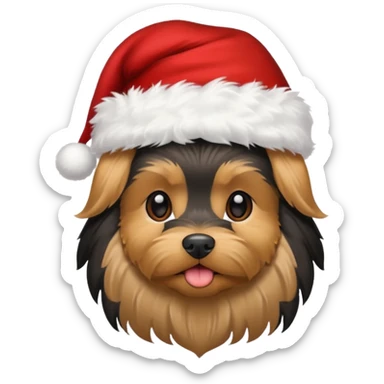 Yorkie wearing a Santa hat sticker