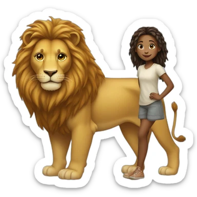 Girl on a lion sticker