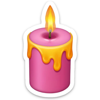 Draw a pink candle with a flame on it from a top-down view. sticker
