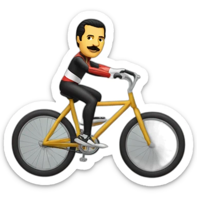 Freddie Mercury riding a bicycle sticker