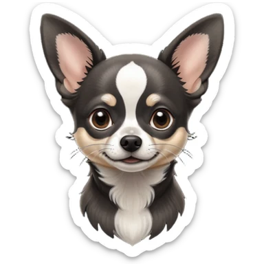 Very Dark graphite Chihuahua with white markings sticker