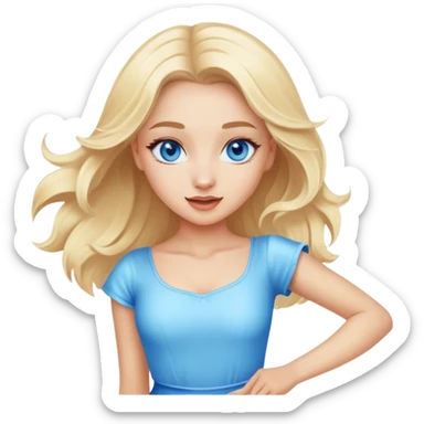 Beautiful blonde girl with blue eyes dancing sticker